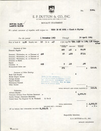 E. P. Dutton and Co., Inc. Royalty Statement for 