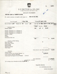 E. P. Dutton and Co., Inc. Royalty Statement for 