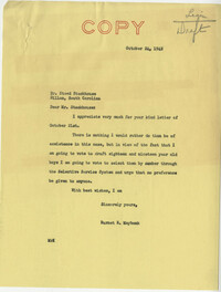 Teenage Draft: A letter from Steed Stackhouse (Carolina Milling Co., Inc., Dillon, S.C.) to Senator Burnet R. Maybank, October 21, 1942
