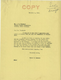 Teenage Draft: Correspondence between J. H. Woodward (Clemson Alumni Corporation) to Senator Burnet R. Maybank, October 26, 1942