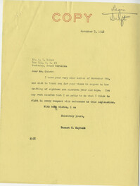 Teenage Draft: Correspondence between A. T. Usher (Newberry, S.C.) to Senator Burnet R. Maybank, November 5, 1942