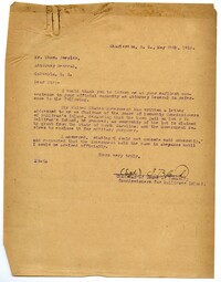 Letter from Chairman of Township Commissioners to South Carolina Attorney General, May 29, 1916