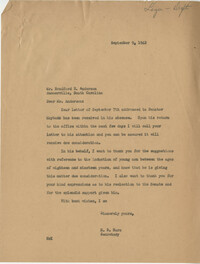Teenage Draft: Correspondence between Bradford E. Anderson (Accountant, Summerville, S.C.) to Senator Burnet R. Maybank, September 7, 1942