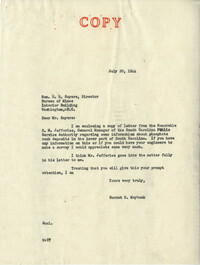 Santee-Cooper: Correspondence between Richard M. Jefferies (General Manager of the South Carolina Public Service Authority) and Senator Burnet R. Maybank, July 1944