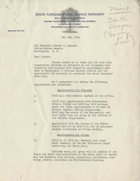 Santee-Cooper: Letter from Richard M. Jefferies (General Manager of the South Carolina Public Service Authority) to Senator Burnet R. Maybank, May 2, 1944