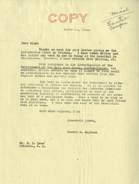 Santee-Cooper: Correspondence between Richard I. Lane and Senator Burnet R. Maybank, March 22-23, 1944