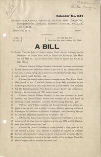 Santee-Cooper: A bill addressing the names of the lakes on Cooper River and Santee River, January 19, 1944