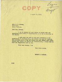 Teenage Draft: Correspondence between Mrs. D. B Jordan (Fort Lawn, S.C.) to Senator Burnet R. Maybank, August 28, 1942