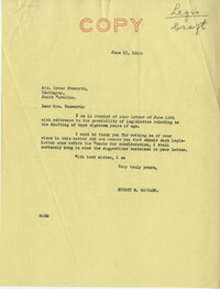 Teenage Draft: Correspondence between Mrs. Potworth (Hemingway, S.C.) to Senator Burnet R. Maybank, June 12, 1942