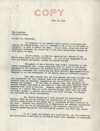 Santee-Cooper: Letter from Senator Burnet R. Maybank to President Franklin D. Roosevelt, June 22, 1942