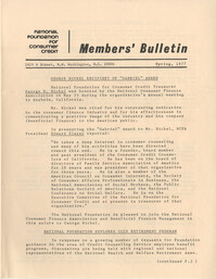 Members' Bulletin, National Foundation for Consumer Credit, Spring 1977
