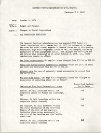 Memorandum, Changes in Travel Regulations, United States Commission on Civil Rights, October 4, 1976