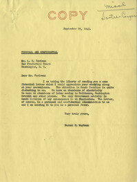 Santee-Cooper: Correspondence between Senator Burnet R. Maybank, L. E. Scriven, Robert M. Cooper, S. D. Crenshaw, Jr., and Wade T. Childress, September-November 1942