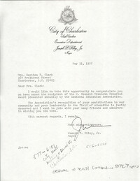 Letter from City of Charleston Mayor, Joseph P. Riley, Jr., to Septima P. Clark, May 31, 1976