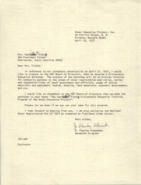Letter from J. Stanley Alexander to Septima P. Clark, April 22, 1977