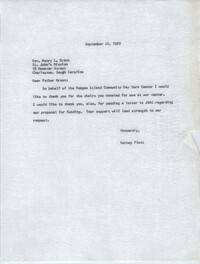 Letter from Karney Platt to Henry L. Grant, September 8, 1970