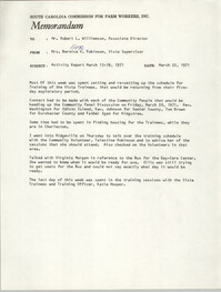 Memorandum from Bernice V. Robinson to Robert Williamson, March 22, 1971