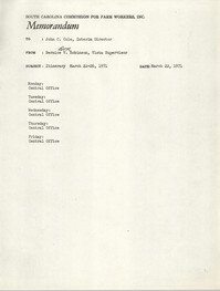 Memorandum from Bernice V. Robinson to John Cole, March 22, 1971