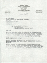Letter from Richard W. Riley to Jim Gammill and Bernice V. Robinson, February 17, 1977