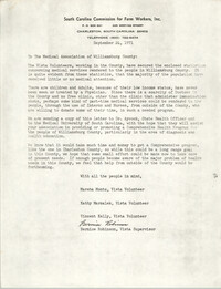 Letter from South Carolina Commission for Farm Workers to Williamsburg County Medical Association