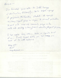 Note from George Hagenauer to Bernice Robinson