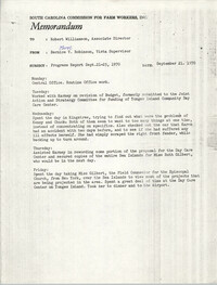 Memorandum from Bernice V. Robinson to Robert Williamson, September 21, 1970
