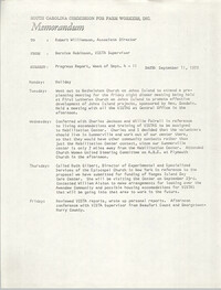 Memorandum from Bernice V. Robinson to Robert Williamson, September 11, 1970