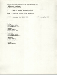 Memorandum from Bernice V. Robinson to James E. Clyburn, January 11, 1971