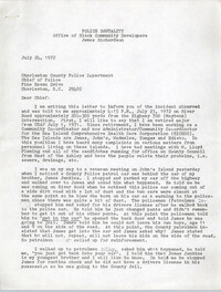 Letter from A. B. Jenkins to Chief of Charleston County Police Department, July 24, 1972