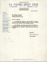 Letter from Esau Jenkins to Billie S. Fleming, July 1968