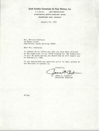 Letter from James E. Clyburn to Bernice Robinson, January 22, 1970
