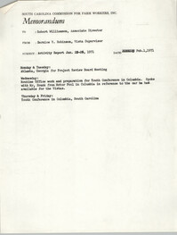 Memorandum from Bernice V. Robinson to Robert Williamson, February 1, 1971