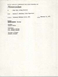 Memorandum from Bernice V. Robinson to John Cole, February 15, 1971