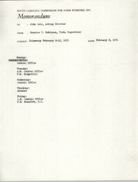 Memorandum from Bernice V. Robinson to John Cole, February 8, 1971