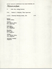 Memorandum from Bernice V. Robinson to John Cole, February 1971
