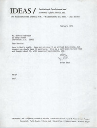 Letter from Brian Beun to Bernice Robinson, February 1973