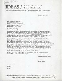 Letter from Brian Beun to Veronica Keating, January 29, 1973
