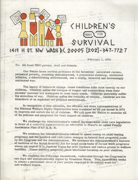Letter from Johnnie Tillmon and George A. Wiley to All World Rights Organizations, February 7, 1972
