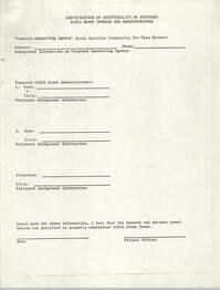 Certification of Acceptability of Proposed Vista Grant Sponsor and Administrators