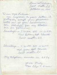 Letter from Eliza C. Brown to Bernice Robinson, October 20, 1965