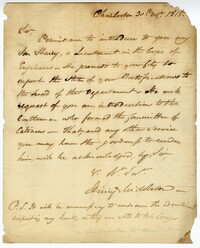Letter from Henry Middleton, October 30, 1815