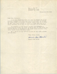 Letter from Minnie Lee Brown to Bernice Robinson, October 21, 1965