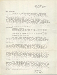 Letter from Margery Ames to Bernice Robinson, August 6, 1967