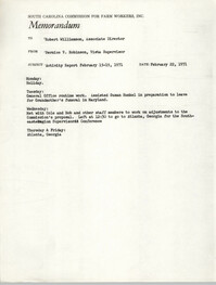 Memorandum from Bernice V. Robinson to Robert Williamson, February 22, 1971