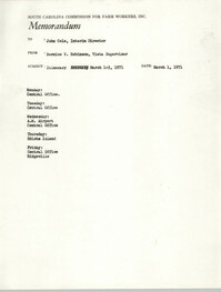 Memorandum from Bernice V. Robinson to John Cole, March 1, 1971