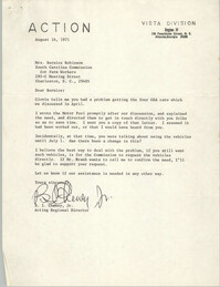 Letter from B. I. Cheney, Jr. to Bernice Robinson, August 16, 1971