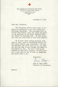 Letter from Anne K. Moye to Bernice Robinson, December 8, 1977