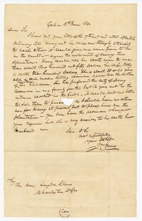 Letter from William Jones to Langdon Cheves Sr. Concerning the Enslaved Couple Harry and Betty, June 18th, 1830