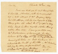 Letter from Langdon Cheves Sr. to William Jones about the Enslaved Couple Harry and Betty, November 30th, 1830