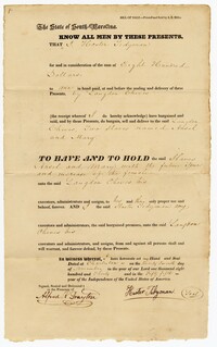 Bill of Sale for the Enslaved Persons Ansel and Mary Sold from Hester Tidyman to Langdon Cheves Sr., 1830